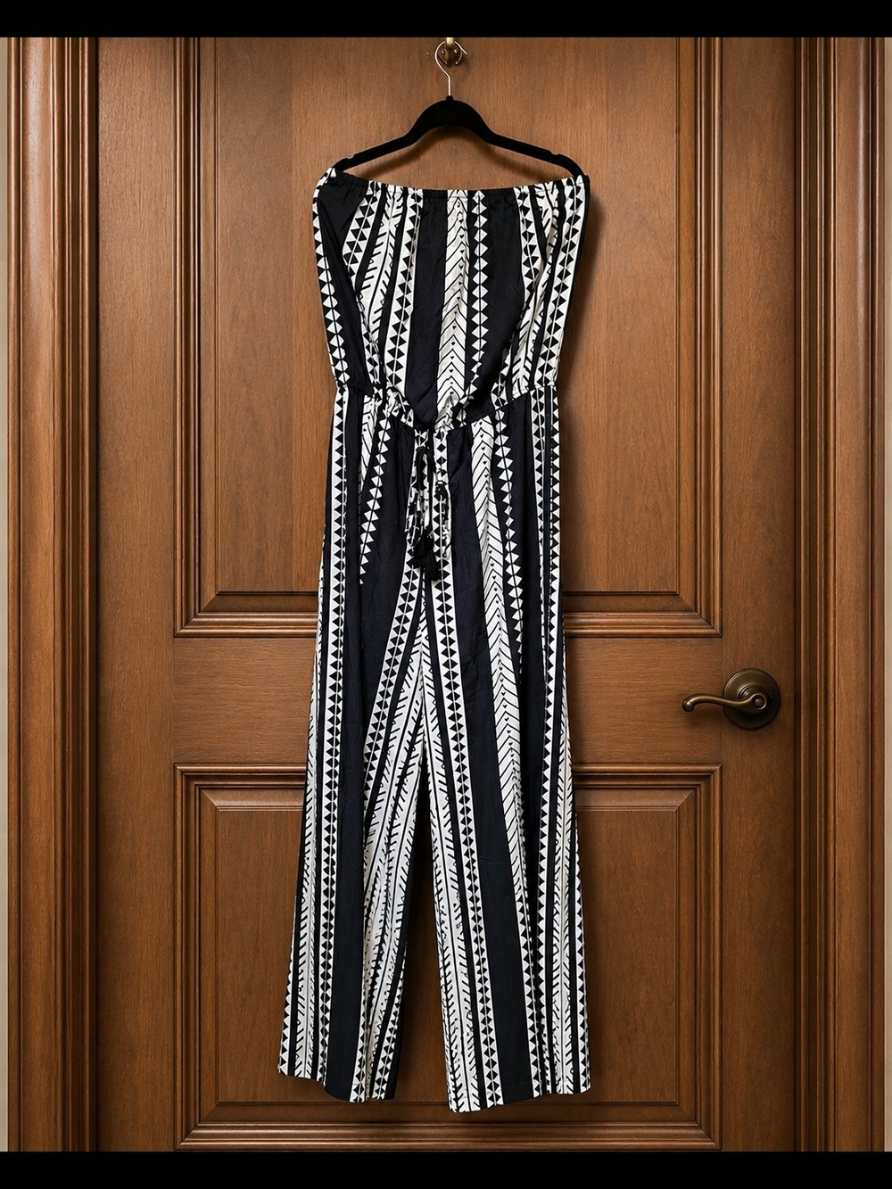 Popvil Women's Black & White Strapless Jumpsuit XL NWT